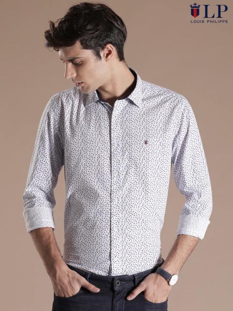 

Louis Philippe Sport White Printed Union SQ Slim Fit Casual Shirt