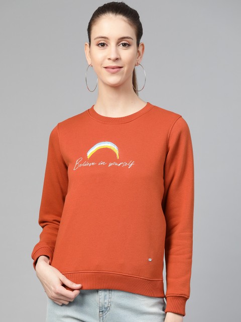 

Allen Solly Woman Rust Orange Printed Detail Sweatshirt