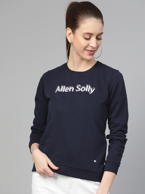 

Allen Solly Woman Navy Blue & White Brand Logo Print Sweatshirt