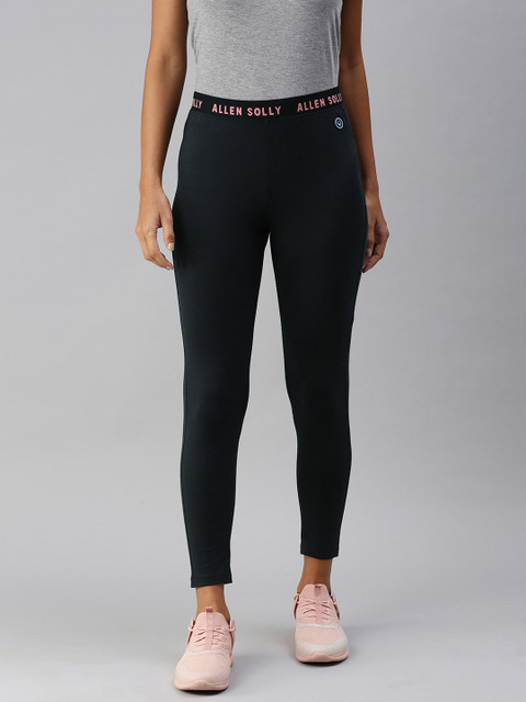 

Allen Solly Woman Black Solid Ankle-Length Leggings