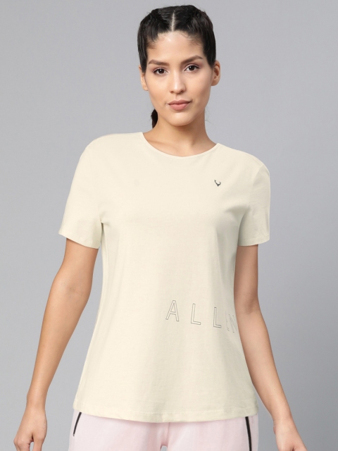 

Allen Solly Woman Women Off-White Printed Round Neck Pure Cotton T-shirt