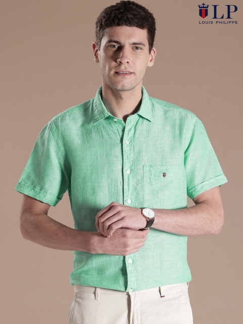 

Louis Philippe Sport Green Striped Jermyn Tailored Casual Shirt