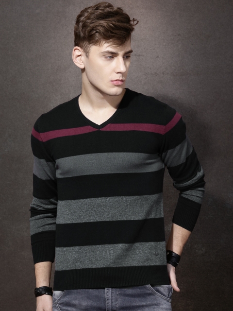 

Roadster Black & Grey Striped Sweater