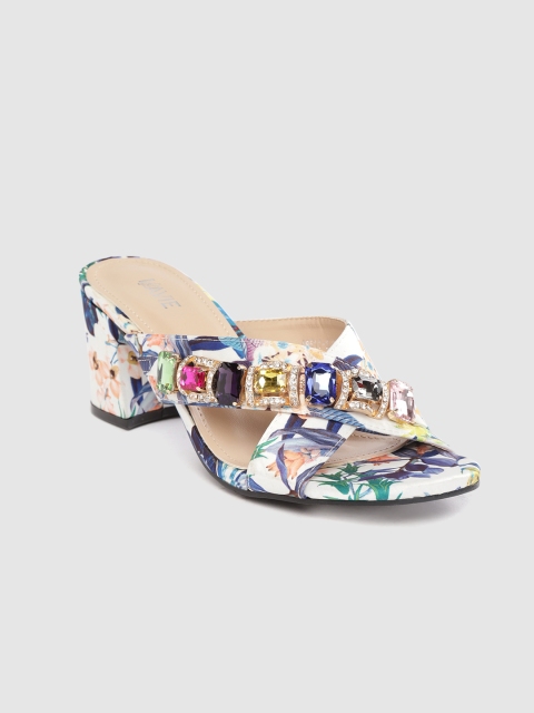 

Lavie Women Multicoloured Printed Embellished Block Heels, Multi