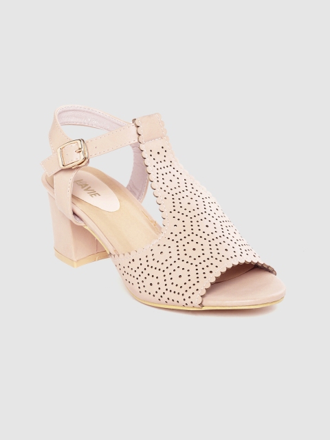 

Lavie Women Peach-Coloured Laser Cut Heels