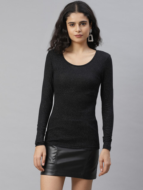 

Marks & Spencer Women Black Shimmered Thermal Top