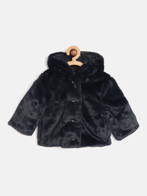 

Marks & Spencer Kids Navy Blue Solid Faux Fur Hooded Tailored Jacket