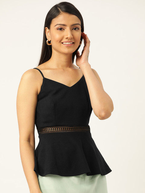

20Dresses Women Black Solid Peplum Top