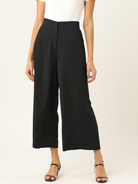 

20Dresses Women Black Regular Fit Solid Cropped Parallel Trousers