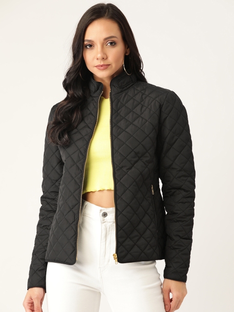 

20Dresses Women Black Solid Quilted Jacket