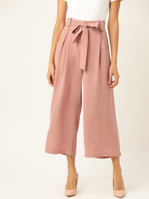 

20Dresses Women Pink Regular Fit Solid Cropped Parallel Trousers