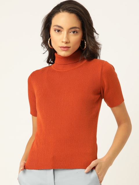 

20Dresses Women Rust Orange Ribbed Pullover Sweater