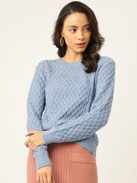 

20Dresses Women Blue Cable Knit Pullover Sweater