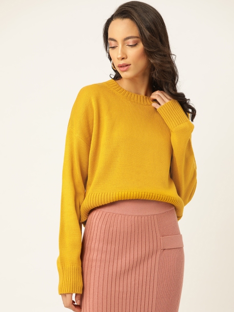 

20Dresses Women Mustard Yellow Solid Pullover Sweater