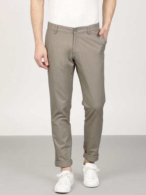 

ether Men Grey Casual Regular Fit Cotton Linen Trousers