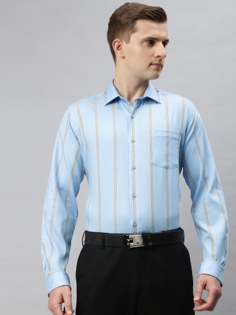 

Arrow New York Men Blue & Beige Slim Fit Striped Formal Shirt
