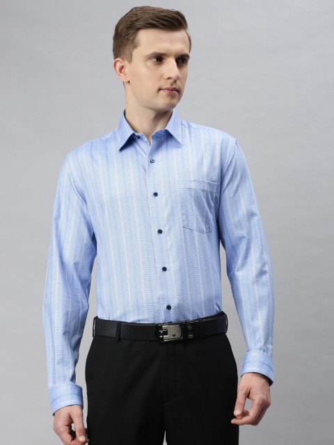 

Arrow New York Men Blue & White Slim Fit Striped Formal Shirt