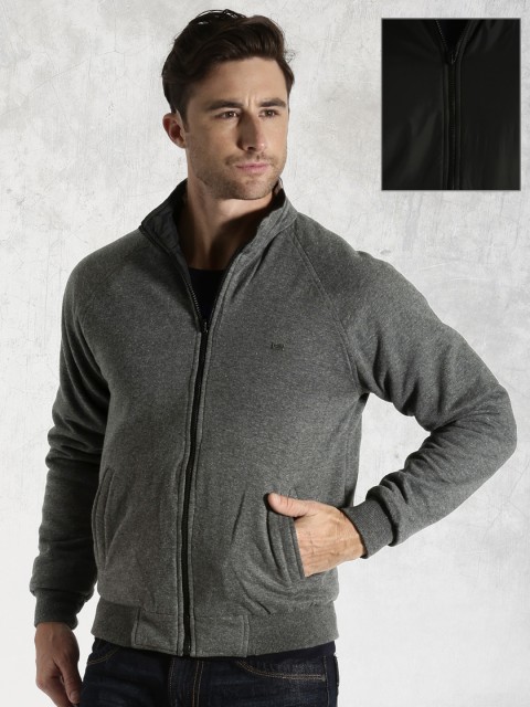 

Roadster Grey Melange & Black Reversible Bomber Jacket