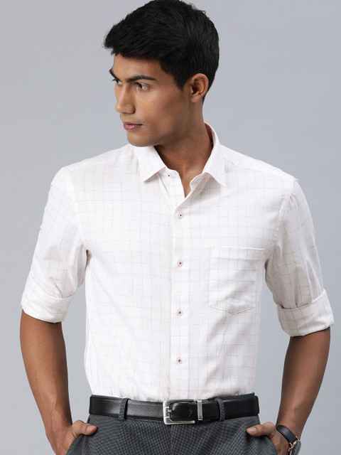 

Arrow Men White & Red Slim Fit Cotton Rich Checked Formal Shirt