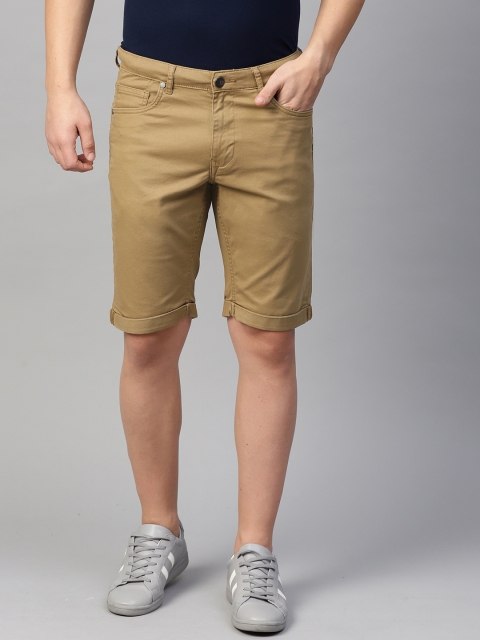 

Louis Philippe Jeans Men Khaki Solid Slim Fit Regular Shorts