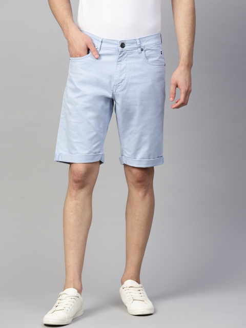 

Louis Philippe Jeans Men Blue Solid Slim Fit Regular Shorts