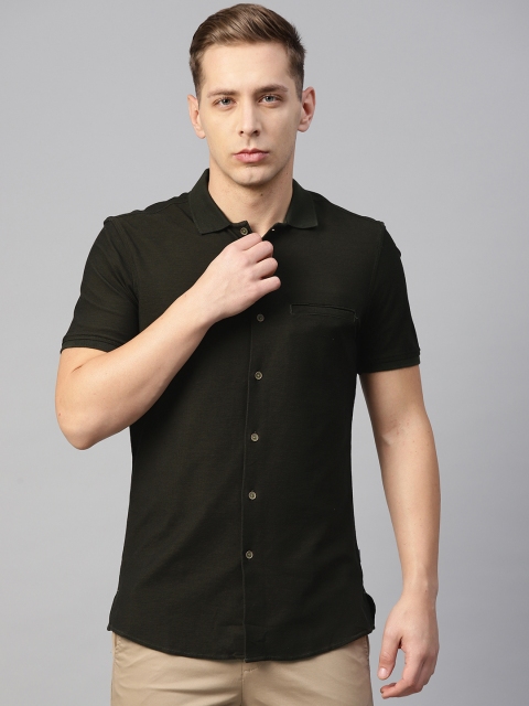 

Louis Philippe Jeans Men Olive Green Super Slim Fit Solid Casual Shirt