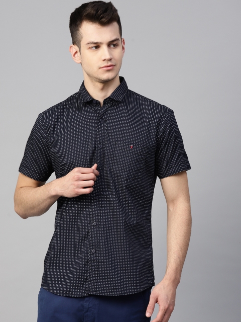 

Louis Philippe Jeans Men Navy blue & White Slim Fit Solid Casual Shirt