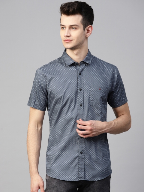 

Louis Philippe Jeans Men Grey Slim Fit Printed Shirt