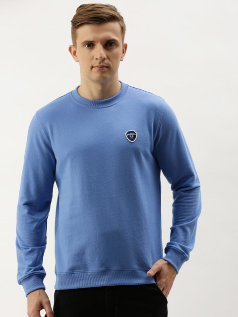 

PETER ENGLAND UNIVERSITY Men Blue Solid Sweatshirt