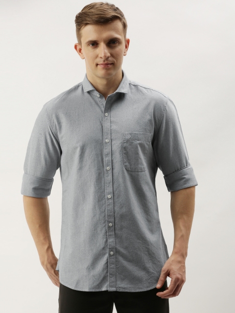 

PETER ENGLAND UNIVERSITY Men Grey Slim Fit Solid Casual Shirt