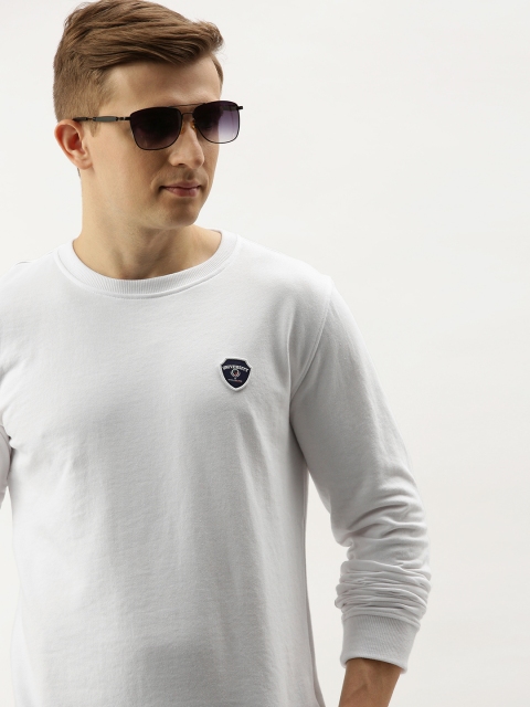 

PETER ENGLAND UNIVERSITY Men White Solid Sweatshirt