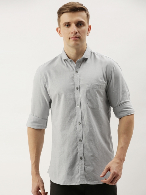 

PETER ENGLAND UNIVERSITY Men Grey Solid Super Slim Fit Casual Shirt