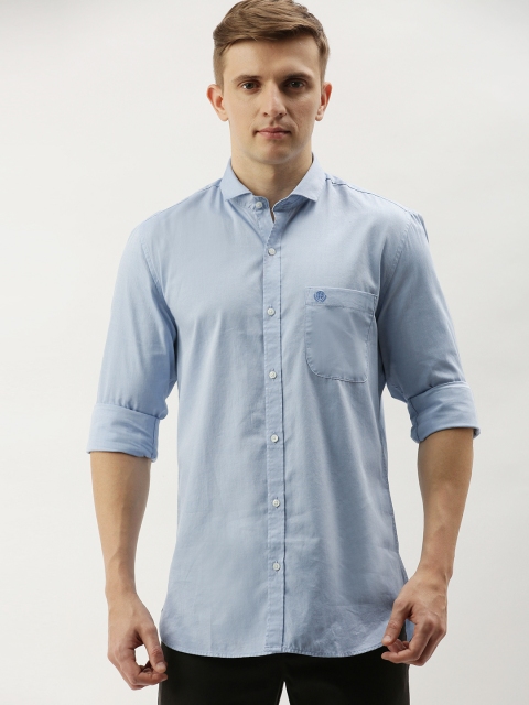 

PETER ENGLAND UNIVERSITY Men Blue Solid Super Slim Fit Casual Shirt