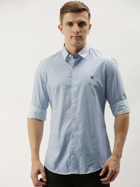 

PETER ENGLAND UNIVERSITY Men Blue Slim Fit Printed Casual Shirt