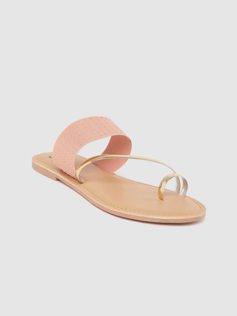 

Carlton London Women Pink & Gold-Toned Embellished One Toe Flats