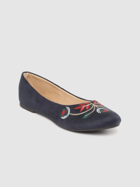 

Carlton London Women Navy Blue Embroidered Ballerinas