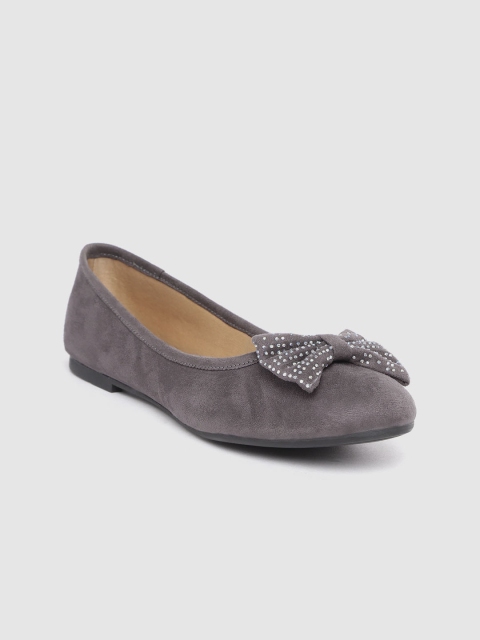 

Carlton London Women Grey Embellished Bow Ballerinas