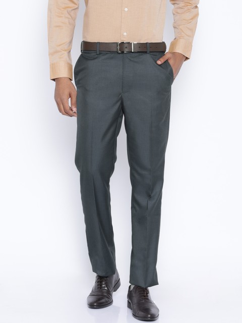 

Arrow Charcoal Navy Tapered Fit Formal Trousers, Navy blue