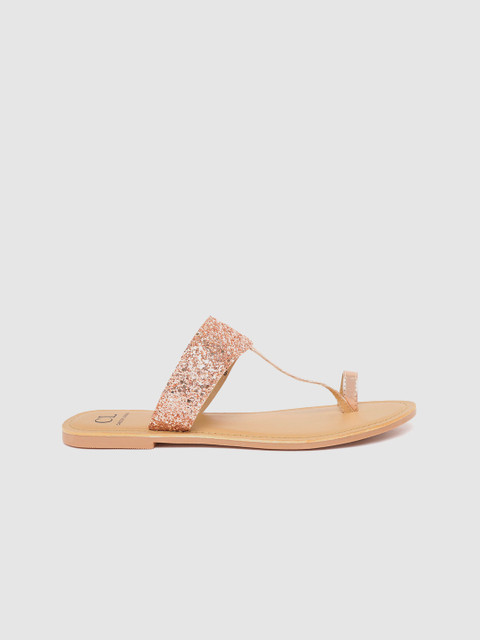 

Carlton London Women Rose Gold-Toned Shimmer One Toe Flats