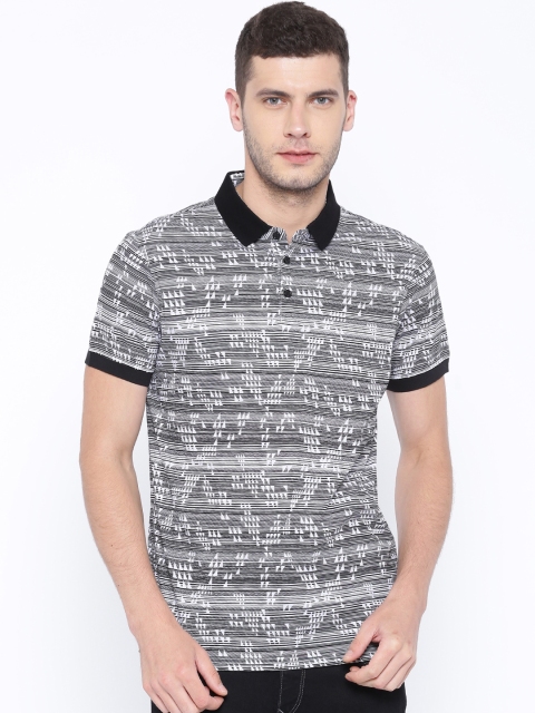 

Arrow New York Black & White Printed Polo T-shirt