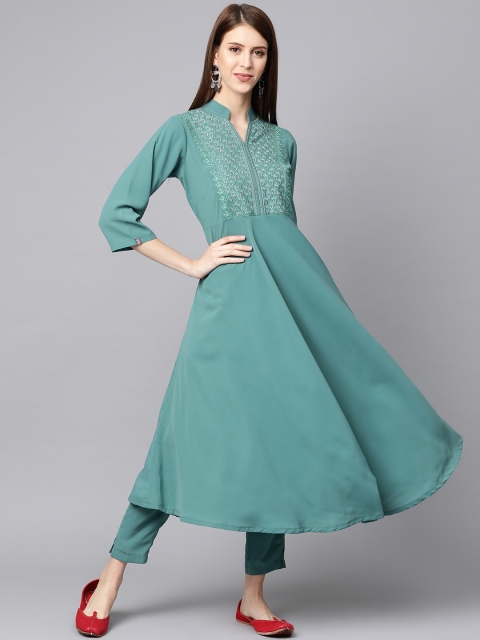 

Jompers Women Green Yoke Design A-Line Kurta