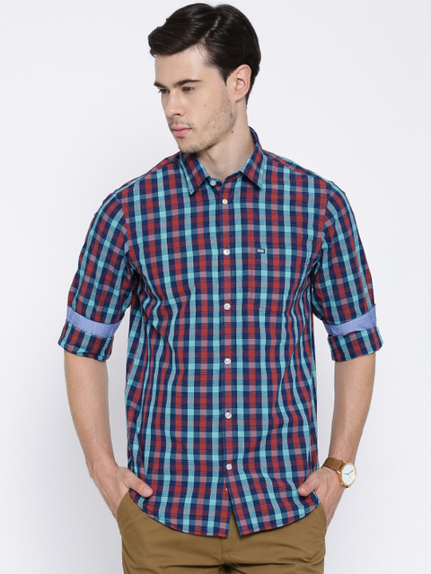 

Arrow Sport Red & Navy Checked Hudson Fit Casual Shirt