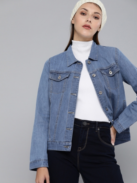 

Harvard Women Blue Washed Denim Jacket