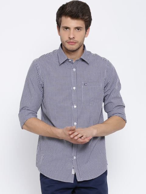 

Arrow Sport Navy & White Checked Hudson Fit Casual Shirt, Navy blue
