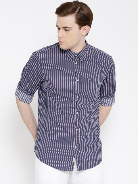 

Arrow Sport Navy Striped Hudson Fit Casual Shirt, Navy blue