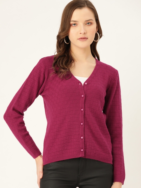 

Madame Women Magenta Checked Cardigan
