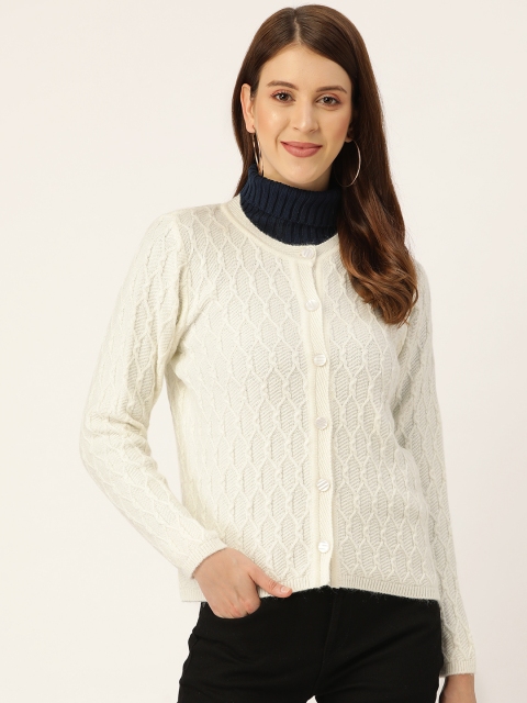 

Madame Women Off-White Cable Knit Detail Cardigan Sweater