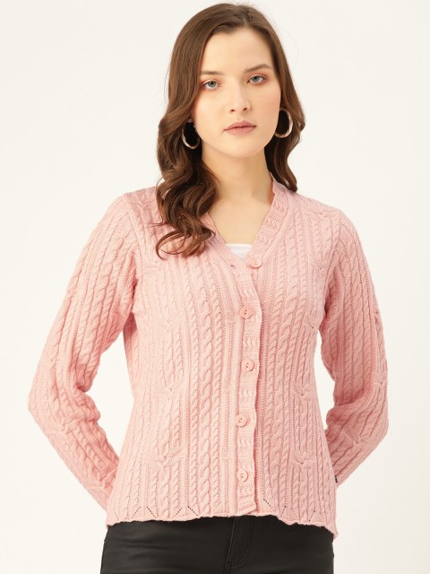 

Madame Women Pink Cable Knit Cardigan