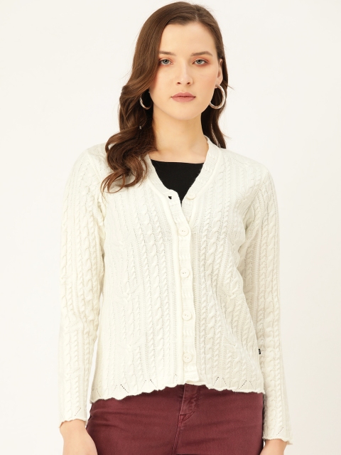 

Madame Women White Cable Knit Cardigan