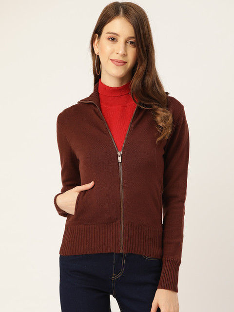 

Madame Women Brown Solid Cardigan